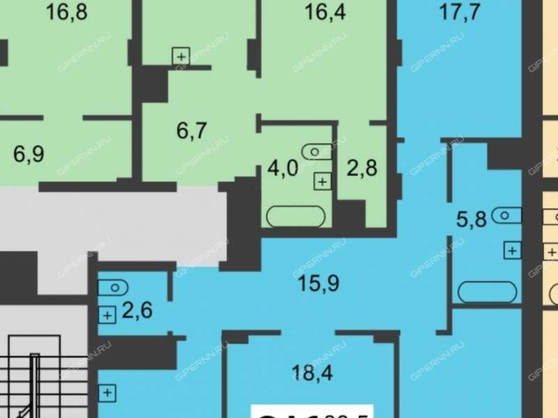 трёхкомнатная квартира на Краснозвёздной улице дом 31