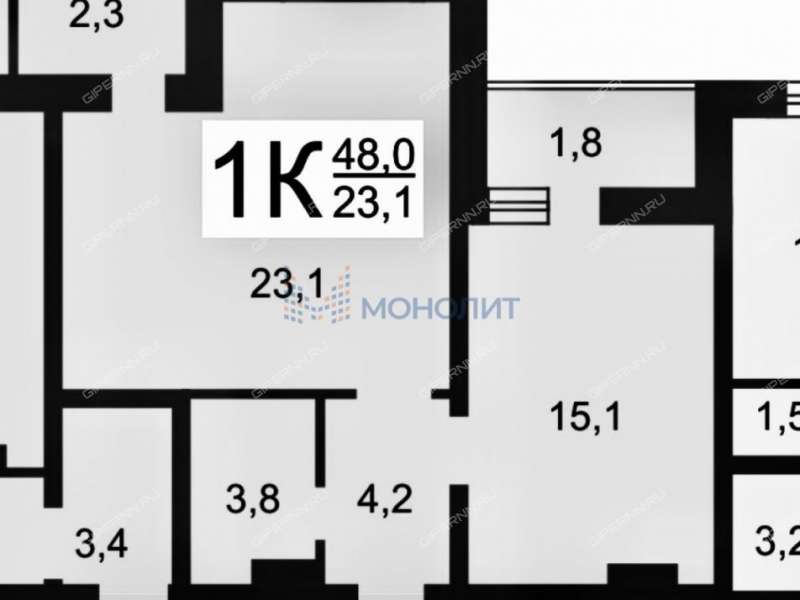 однокомнатная квартира на Казанском шоссе дом 5