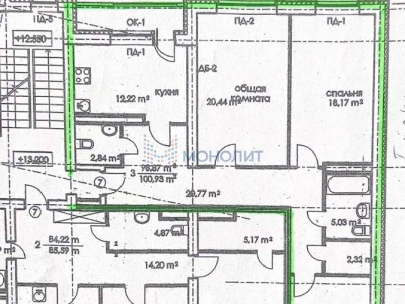 трёхкомнатная квартира на улице Академика Блохиной дом 7