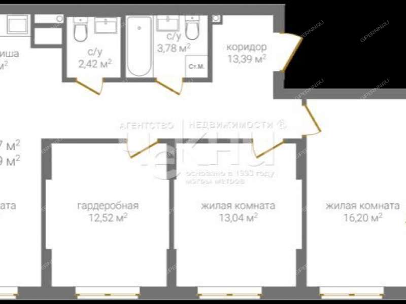трёхкомнатная квартира на 2-й Оранжерейной улице дом 1