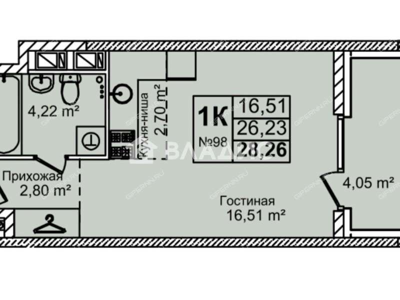 квартира-студия на улице Красных Зорь