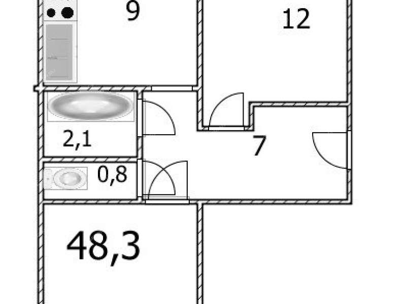 двухкомнатная квартира в Камчатском переулке дом 2
