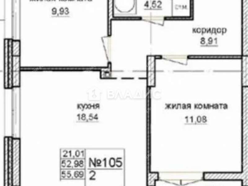 двухкомнатная квартира на улице Героя Советского Союза Аристархова дом 1