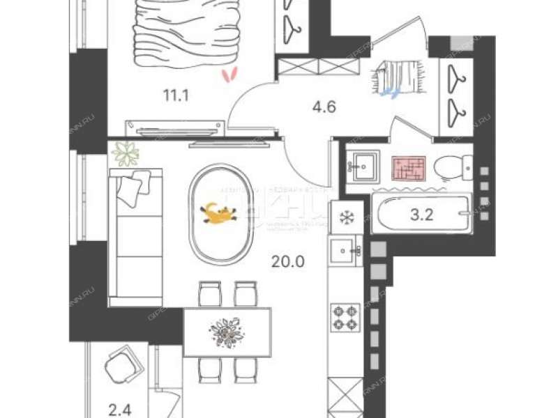 однокомнатная квартира на улице Развития посёлок Культура