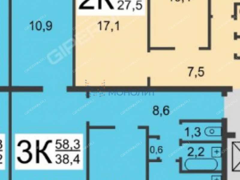 трёхкомнатная квартира на улице Движенцев дом 32