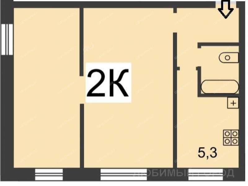 двухкомнатная квартира на улице Мориса Тореза дом 29
