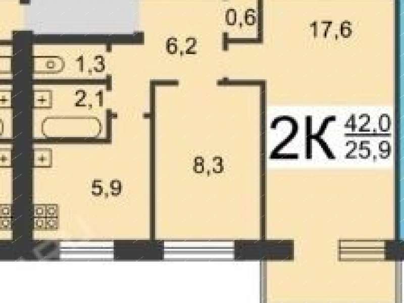 двухкомнатная квартира на улице Лескова дом 35 к1