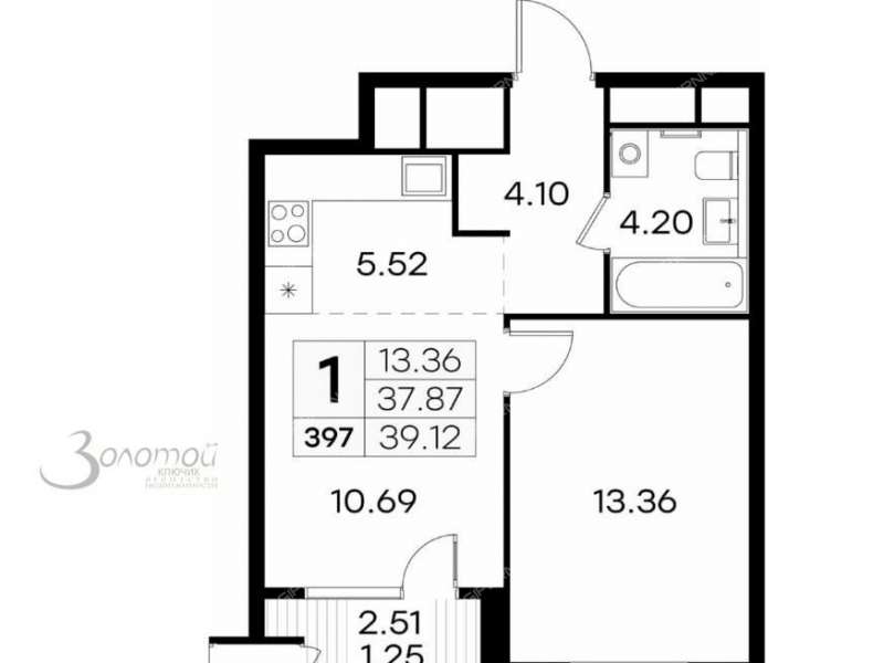 однокомнатная квартира в новостройке на улице Гаршина