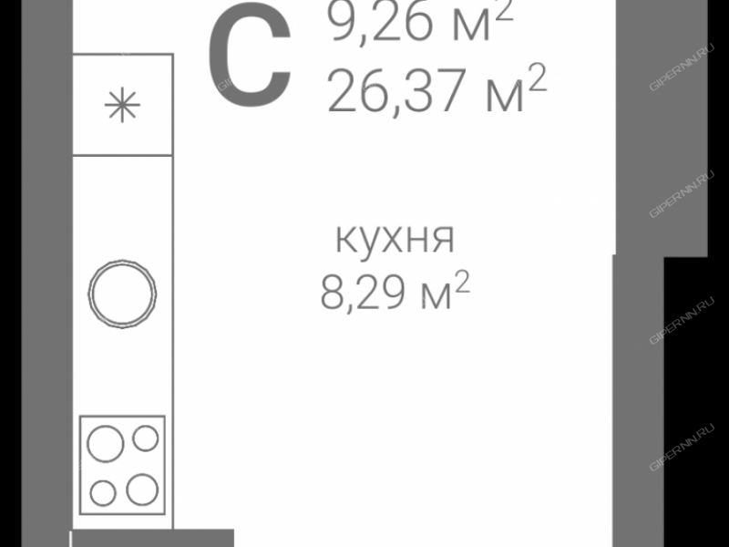 квартира-студия на  деревня Утечино